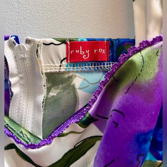 Vintage Satin Ruby Rox Ruched Floral Mini Dress - Picture 8 of 8